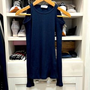 Frame Navy long sleeved shoulder cut out sweater